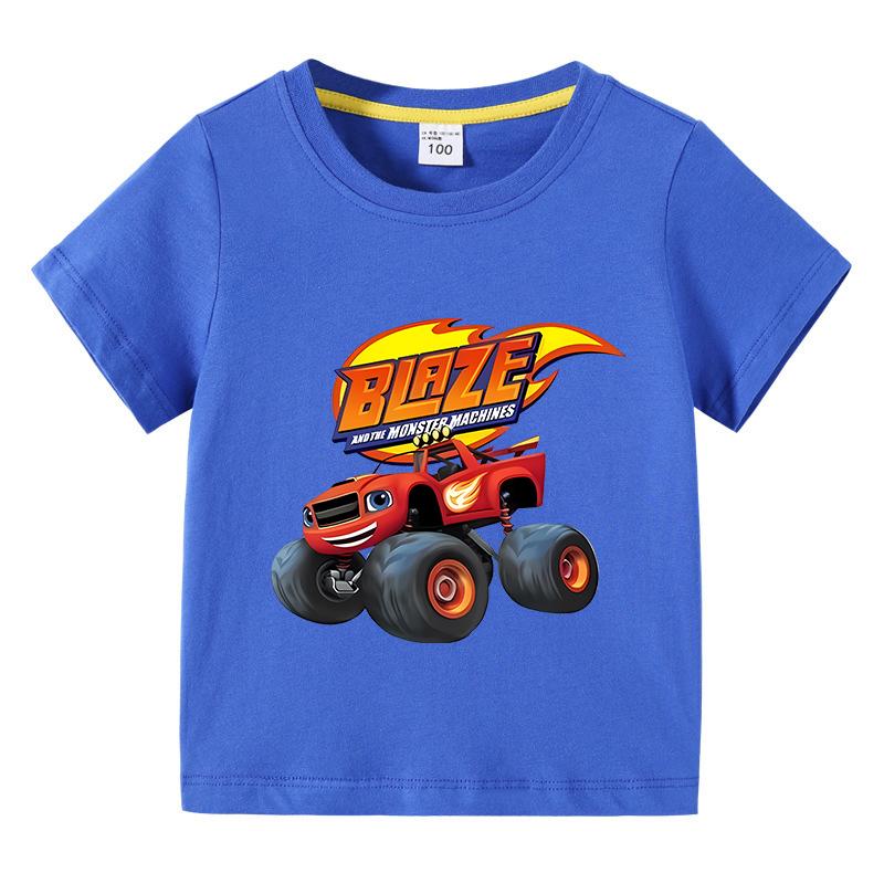 2025 Summer Kids Blaze And The Monster Machines Cartoon Funny Tshirt Childrens Short Sleeved Tees Girls Boys Tops Clothes