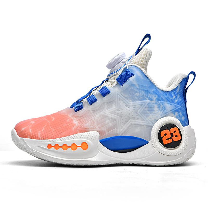 Новые кроссовки для девочек, амортизирующие, одноклассники, мальчики, вращающаяся пряжка, светящиеся, модные, повседневные, спортивные, детские баскетбольные кроссовки