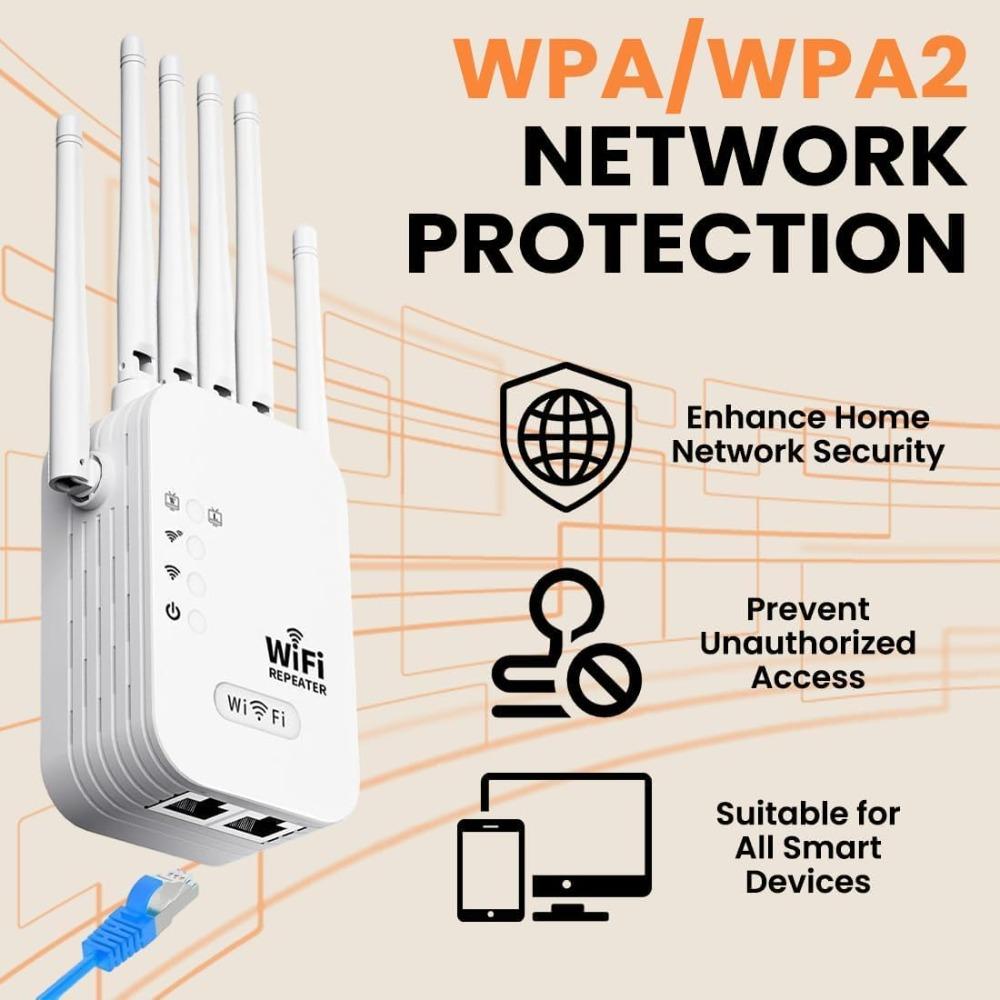 Усилитель WiFi 2025 6-антенный Сильный сигнал, Репитер WiFi, Двухдиапазонный 300/1200 Мбит/с (5 ГГц / 2,4 ГГц) ракета-носитель
