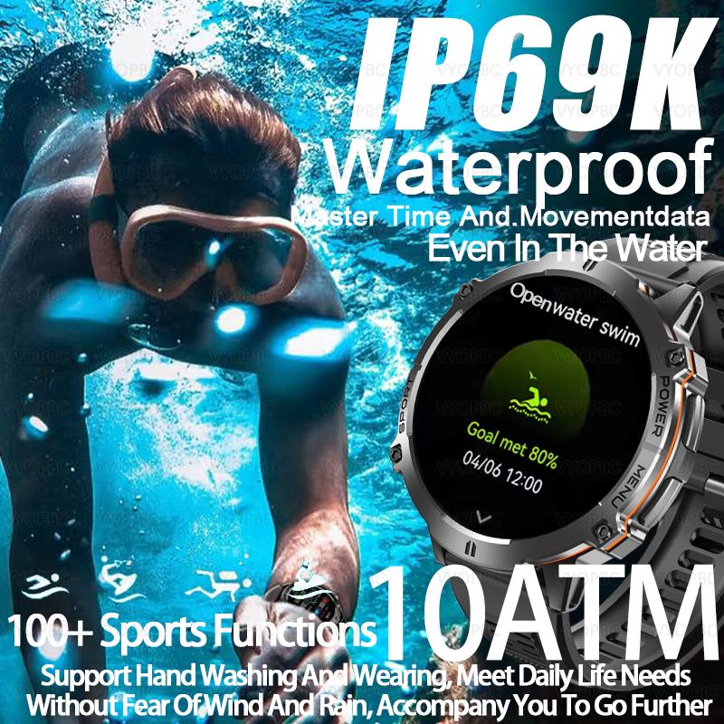 Умные часы для занятий спортом на открытом воздухе, аккумулятор 1000 мАч, 1,73-дюймовый AMOLED-экран, мужские часы, компас, водонепроницаемость 10 АТМ, умные часы с Bluetooth-вызовом