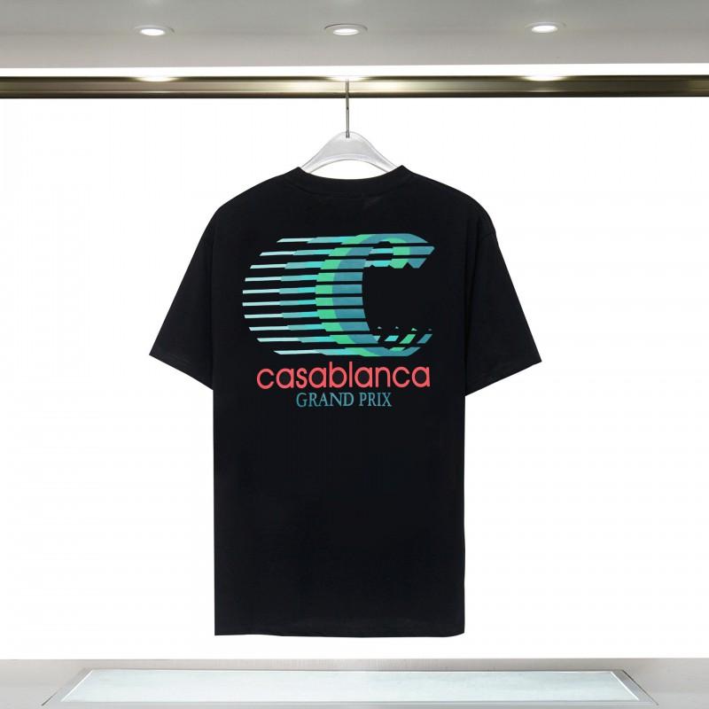 Casablanca Tropical Fruit Print Loose Fit Cotton T-Shirt Men Short Sleeve Crew Neck