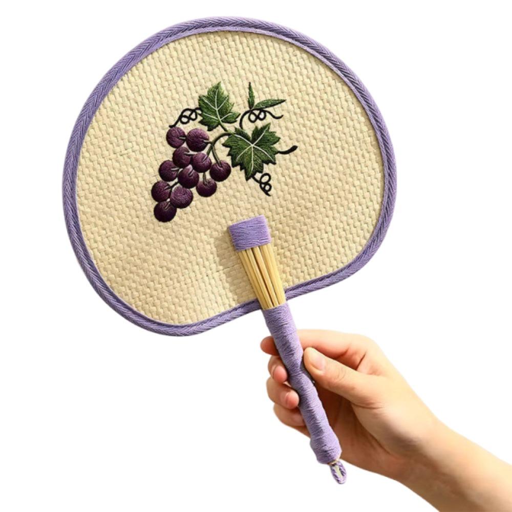 Retro Hand-Woven Fan Chinese Style Hand Cranked Fan Compact Hand Braided Fan  Photo Prop