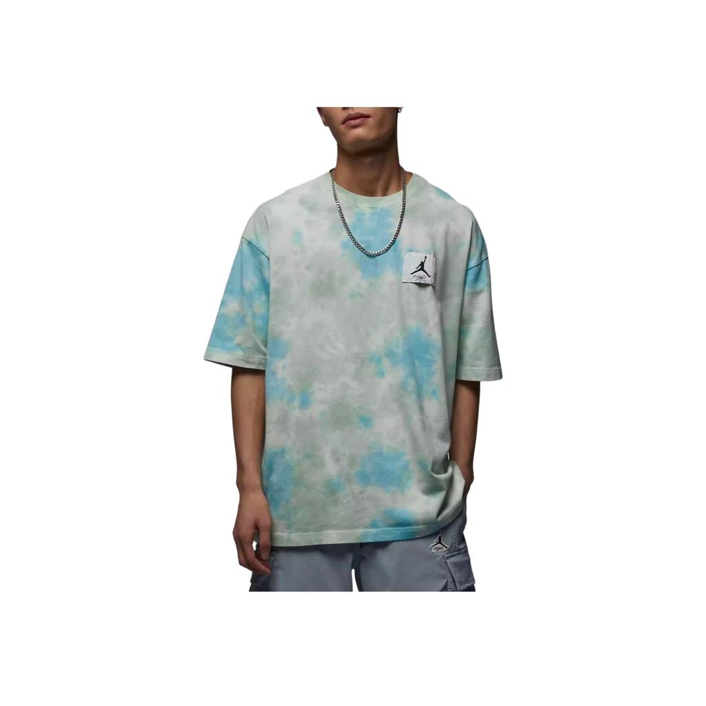 Jordan Свободная футболка с короткими рукавами и круглым вырезом Tie-Dye, мужские топы с заниженными плечами, разноцветные DX9584-110