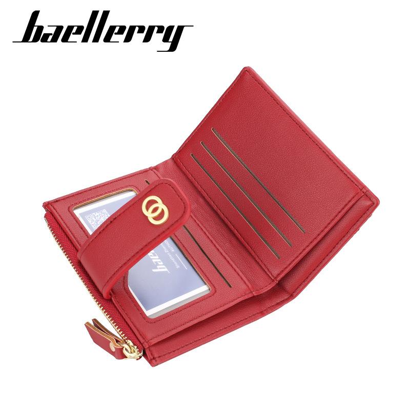 Женский кошелек Baellerry из искусственной кожи в корейском стиле, кошелек для монет на кнопке, вертикальный бумажник, многослотовый кошелек, короткий кошелек, держатель для карт на молнии