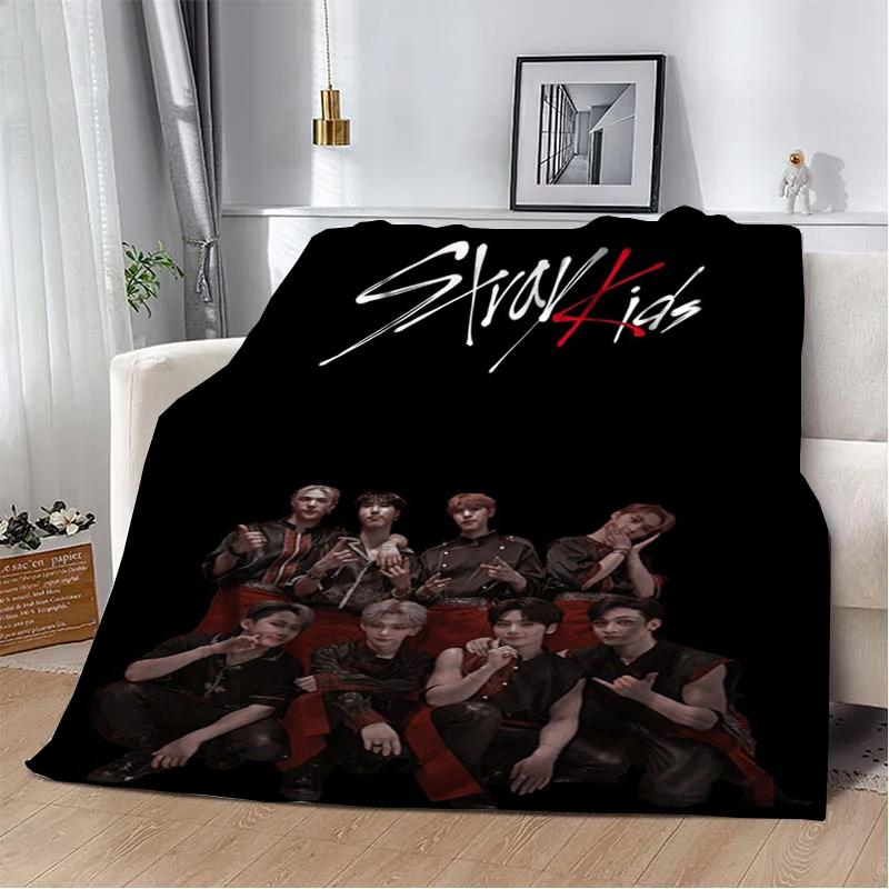 3D KPOP S-Stray-K-Kids Плед Плед для пикника Теплые фланелевые пледы Покрывала для дивана кровати Домашние Постельное белье Подарки на день рождения
