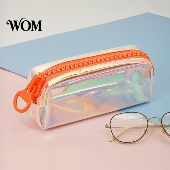Iridescent Holographic Pencil Case Case, Transparent Stationery Bag with Wide U-Shaped Zipper, Large Capacity Pen Pouch for Students