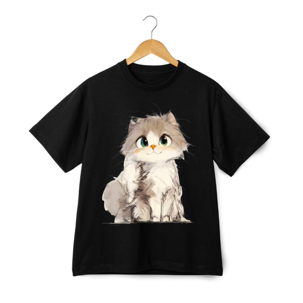 Funny Cat T-Shirt for Men Women | Cute Fluffy Kitten Graphic