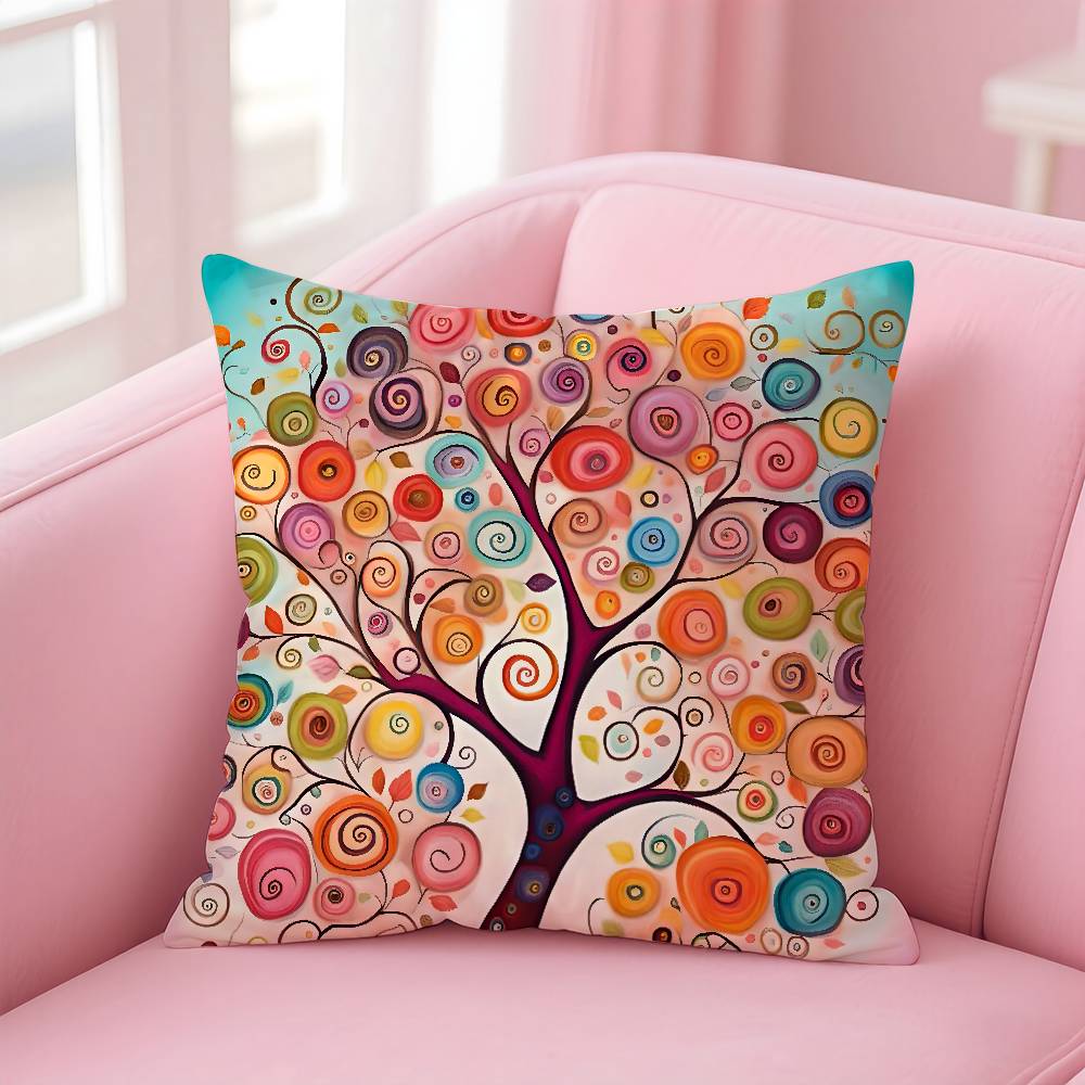 Colored Tree Pillow Case Pattern Printing Pillowcase Living Room Sofa Cushion Cover Bedroom Room Decor