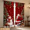 2pcs Santa Snowman Christmas Trees Print Polyester Curtain, Modern Window Drapes for Privacy and Light Control, Kitchen Bedroom Apartment Use Curtain