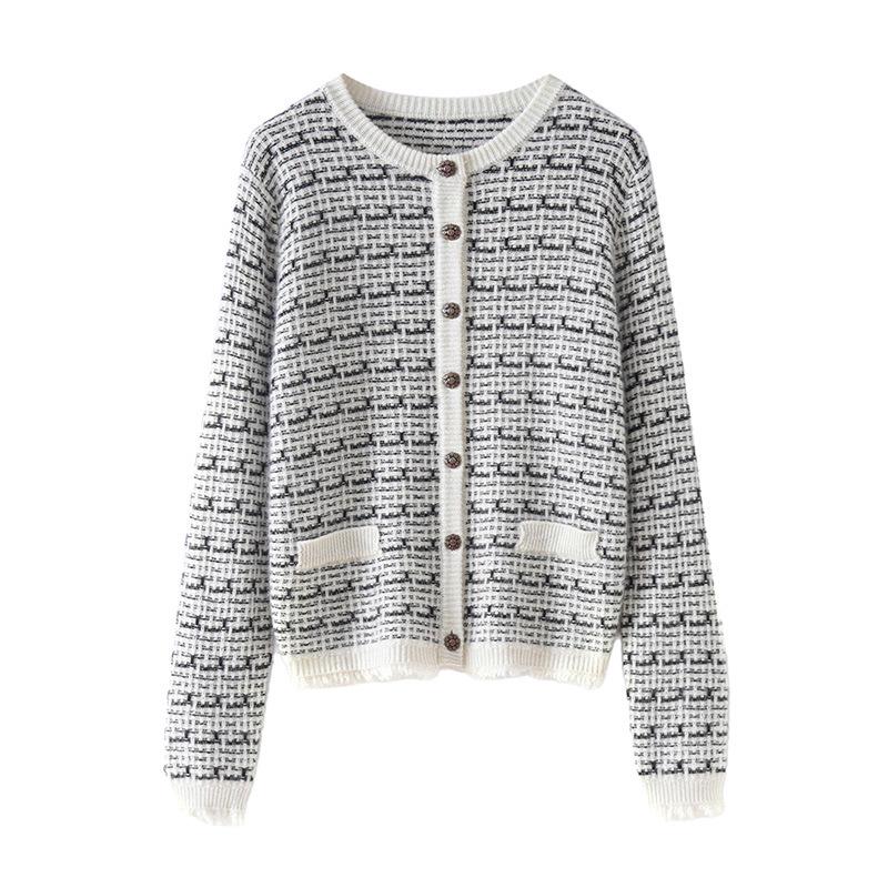Lekasha Women's Cashmere Cardigan - Coco Style, Round Neck, Fashionable Knitwear for Autumn/Winter