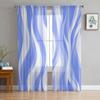 Абстрактные градиентные линии, светло-голубые оконные тюлевые шторы для гостиной, кухни, современные оконные занавески из вуали