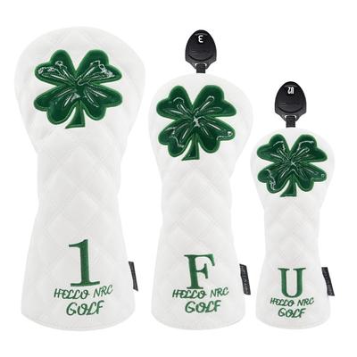 Select Plaza Clover-Design Golf Utility Headcover with Number Tag, White