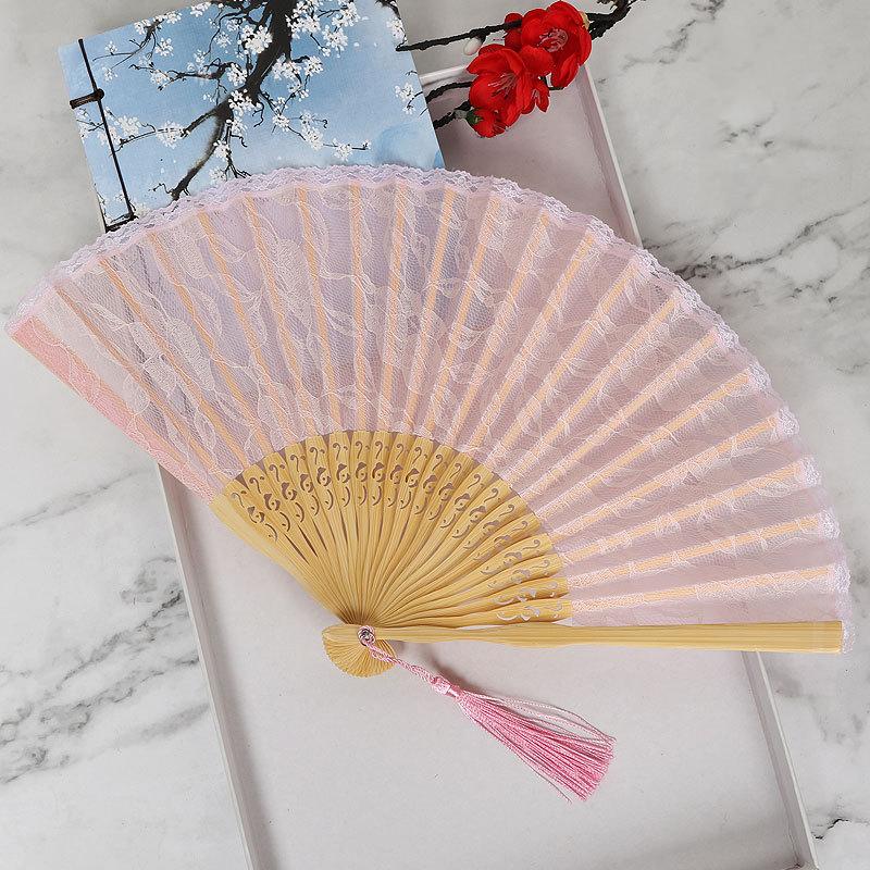 Подарок в китайском стиле для танцевальной вечеринки, шоу, художественное ремесло, орнамент, кружевной складной веер, реквизит для выступлений, деревянные ретро-аксессуары