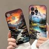 Квадратный матовый силиконовый чехол с изображением пейзажа Для Iphone17 Air 16 15 14 13 12 11 Pro Max Plus Матовый базовый чехол
