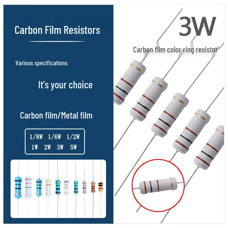 3W 5% Carbon Film Color Ring Resistors: 3.9, 43, 390, 430, 510, 560 Ohm, 5.1K Ohm
