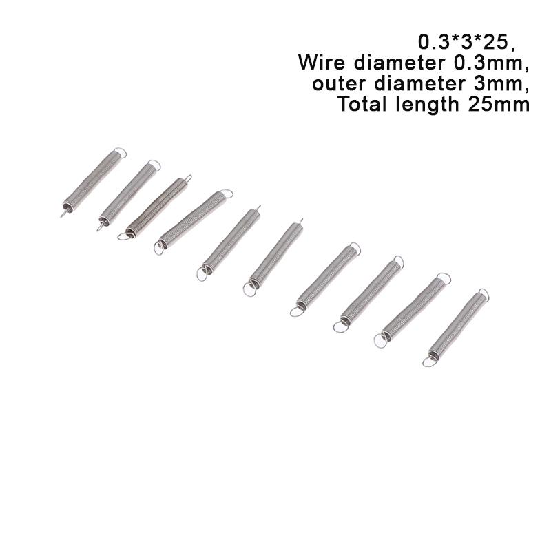 10 шт./лот, пружина растяжения 0,3 мм, удлинительная пружина из нержавеющей стали 304, наружный диаметр 3 мм-4 мм
