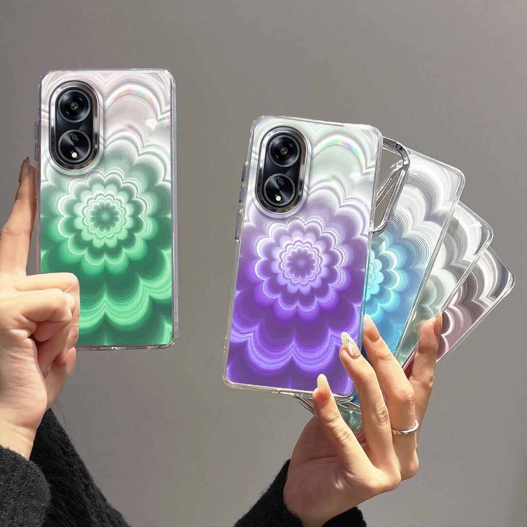 Чехол для OPPO A98 5G, Радужный градиентный цветочный прозрачный чехол, Ударопрочная защита объектива камеры