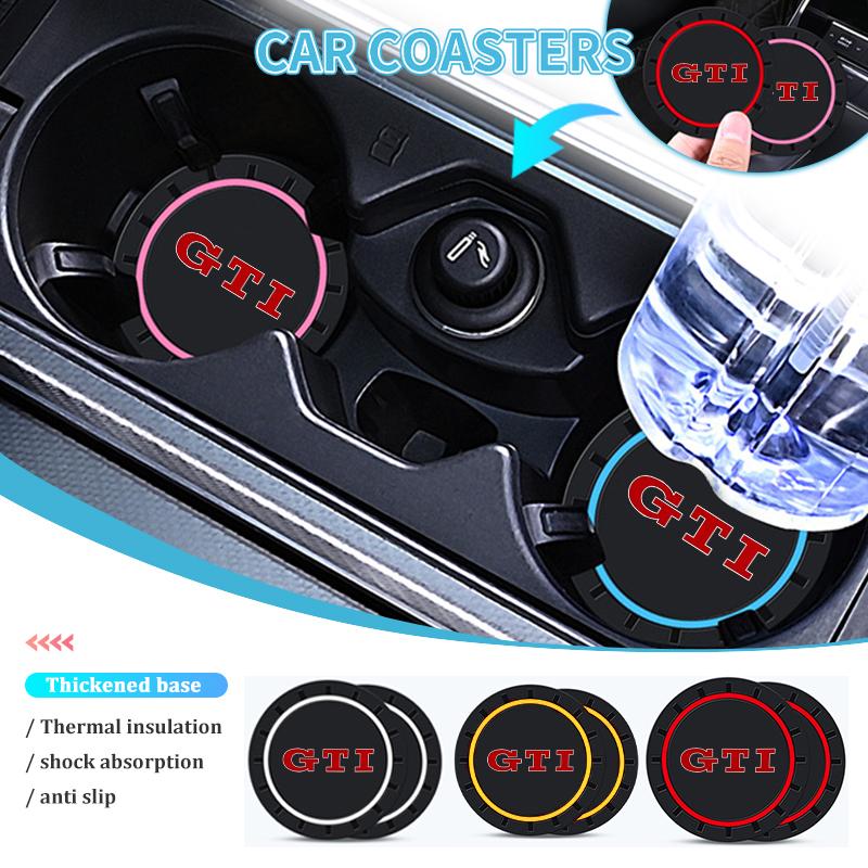 2026 Hot VOLKSWAGEN 2pcs Car Cup Pad Silicone Water Coaster Drink Cup Non-slip Mat For Volkswagen VW GTI Tiguan Passat B5 B6 B7 zf4