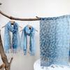Printing Gradual Change Color Linen Batik Scarf Blue Versatile Ethnic Style Retro Silk Scarf Thin Light Breathable Yarn