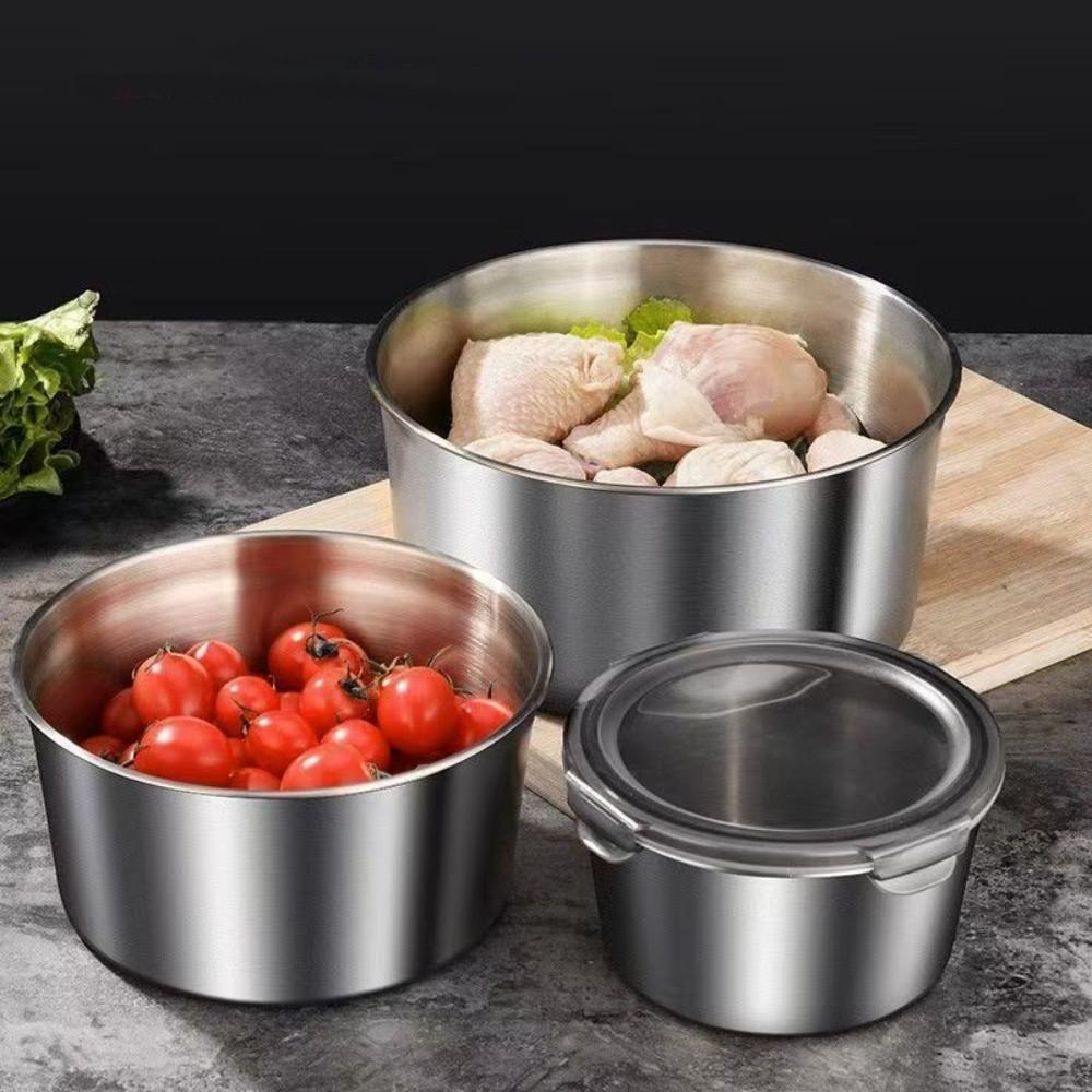 201 Stainless Steel Fresh Keeping Box with Lid Lunch Box for Kitchen Refrigerator