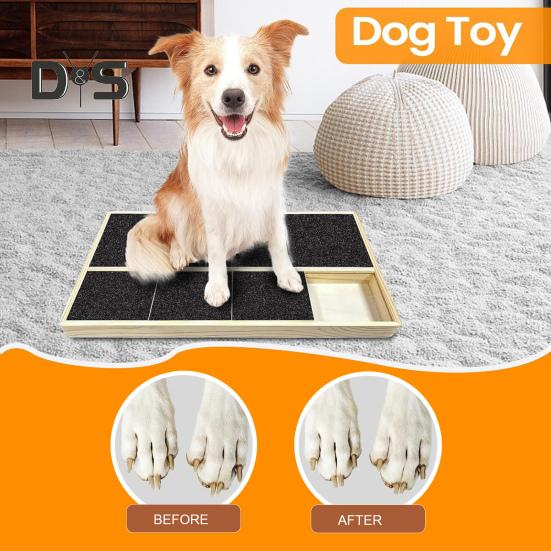 Когтеточка для собачьих когтей с коробкой для лакомств, деревянная подкладка для хранения домашних животных с коробкой для хранения закусок, съемная подкладка для царапания лап для дрессировки собак