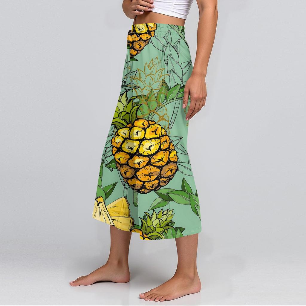 Женские летние повседневные спортивные брюки с высокой талией и принтом, укороченные брюки свободного покроя