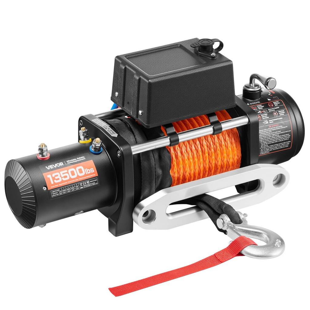Electric Winch Truck 13,500 lb Synthetic Rope Waterproof Remote Control