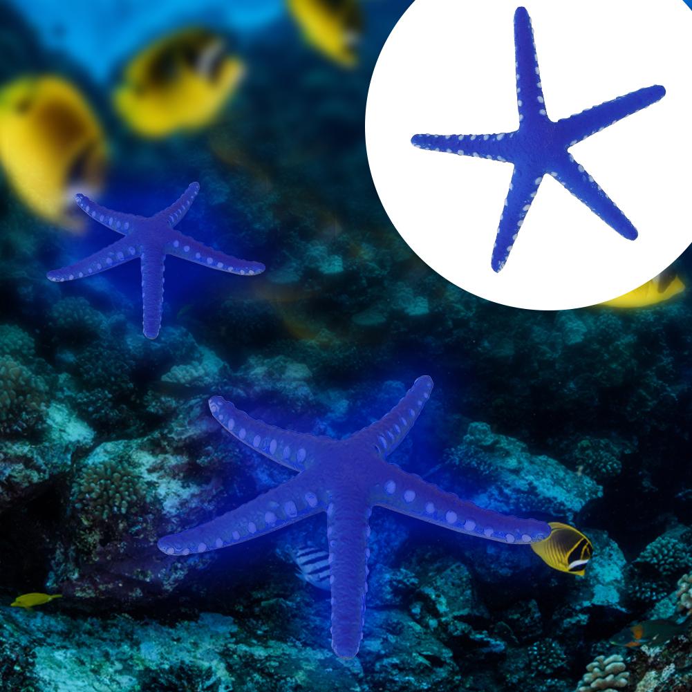 Aquarium Fish Tank Safe Plastic Luminous Simulation Starfish Landscape Decorationblue