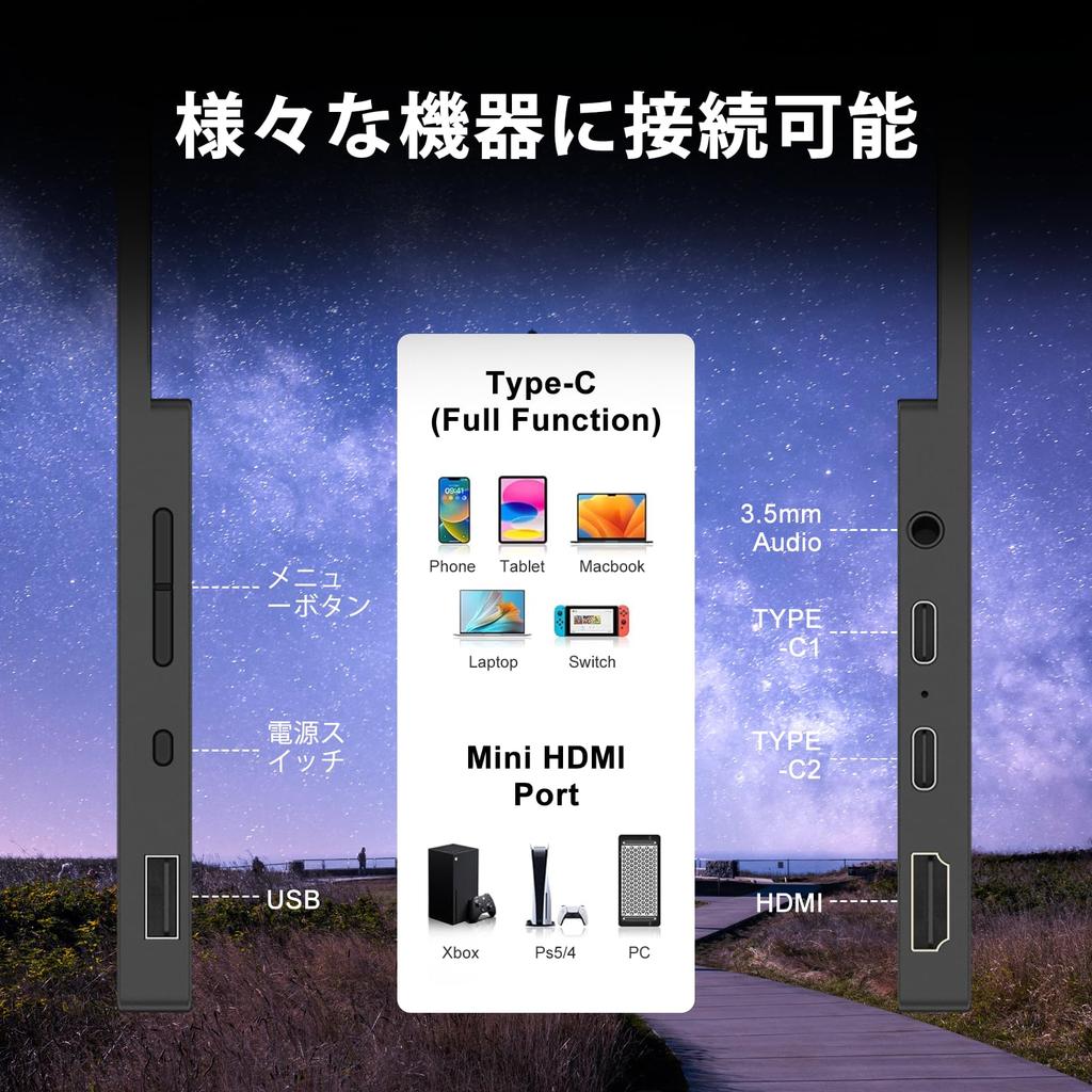 Мобильный монитор дюйм 4K Тонкий и легкий Мобильный дисплей Соотношение сторон 60 Гц VESA-совместимый Широкий цветовой охват 500 нит Высокая яркость Совместимый с