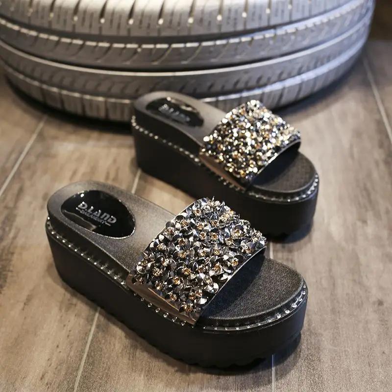 Женские тапочки и сандалии на платформе, толстые туфли, распродажа, оригинальные сандалии Vip H 2024 года, трендовые хлопушки