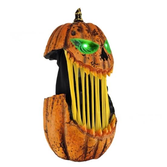 Halloween Pumpkin Light Decoration Mouth Open Extendable Scary Pumpkin Lantern with Glowing Eyes for Porch Patio Indoor Outdoor Decor