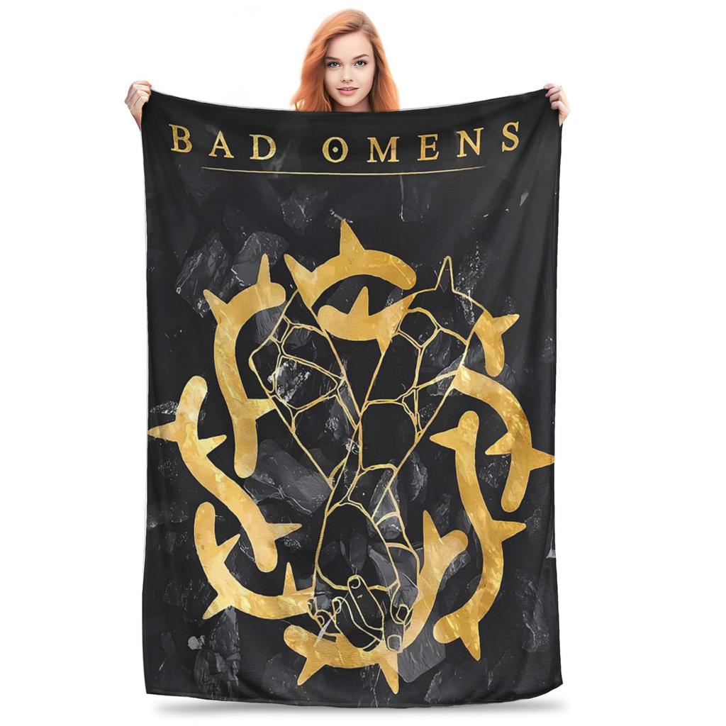 Логотип Bad Omens Мерч в стиле Metalcore Черный Металлический Плед Фланелевый Плед для Дивана Постельного Белья Путешествий Покрывало
