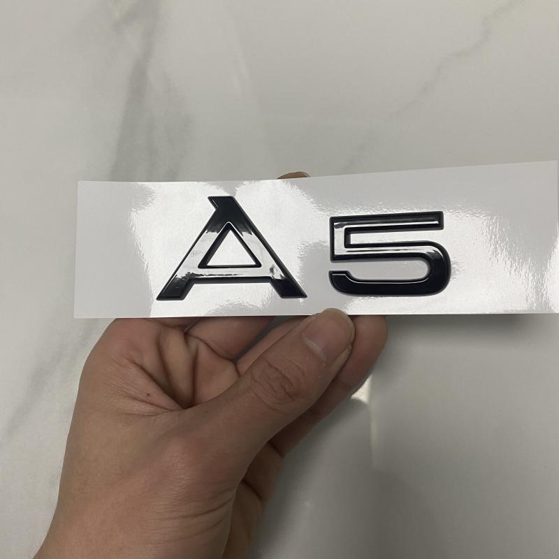 hot A5 4 Ring Logo ABS Black 2014-2024 Car Hood Front Grill Rear Trunk Emblem Badge Sticker Quattro Sline A5 Accessory refit