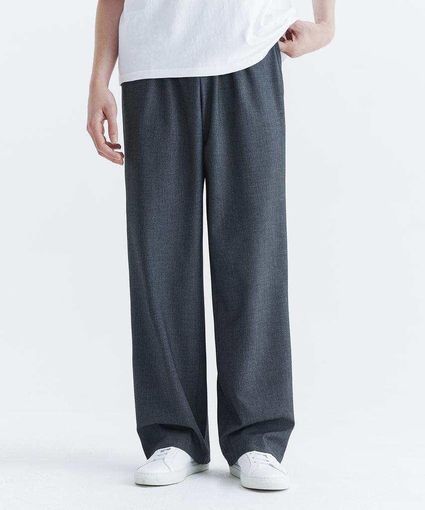 WHOLOVESART Unisex Essential Wide Elastic Waist Slacks Gray