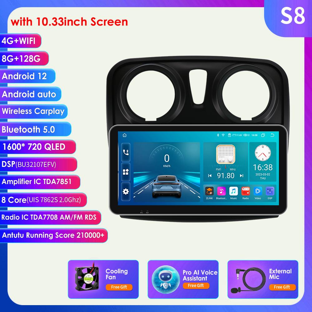 2din Android Авторадио для Renault Logan 2 2012-2019 Sandero 2 Автомобильный радиоприемник Мультимедийный видеоплеер GPS Navi Головное устройство Carplay 4G Интеллектуальный экран