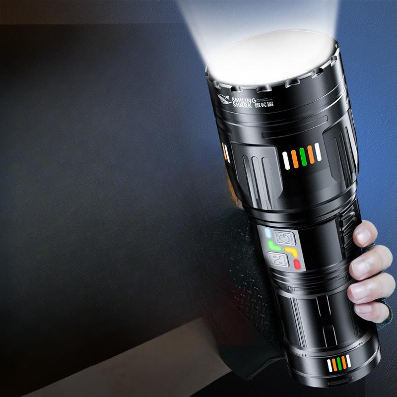 Переменный фокус, сверхдлительный срок службы, фонарик высокой яркости, сильный уличный свет, большая дальность действия, цветной ночник, фонарик из алюминиевого сплава