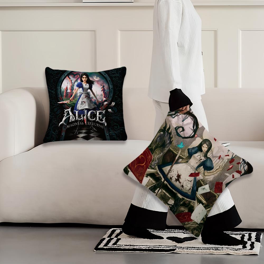 Чехол на подушку из фильма A-Alice Madness Returns Наволочка Наволочка Мягкий, приятный для кожи и удобный, со скрытой молнией