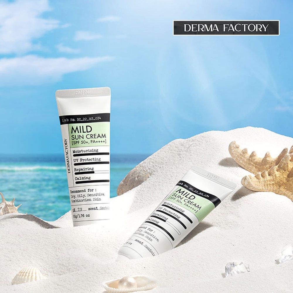 DERMA FACTORY Веганский сертифицированный неорганический мягкий солнцезащитный крем 50 г (кипарисовая вода) SPF50+, ПА++++
