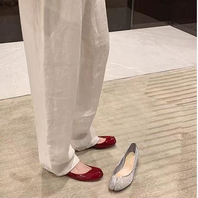 ~ Сетчатые туфли Мэри Джейн на плоской подошве с одним ремешком и стразами, с раздельным носком, женские, копытца