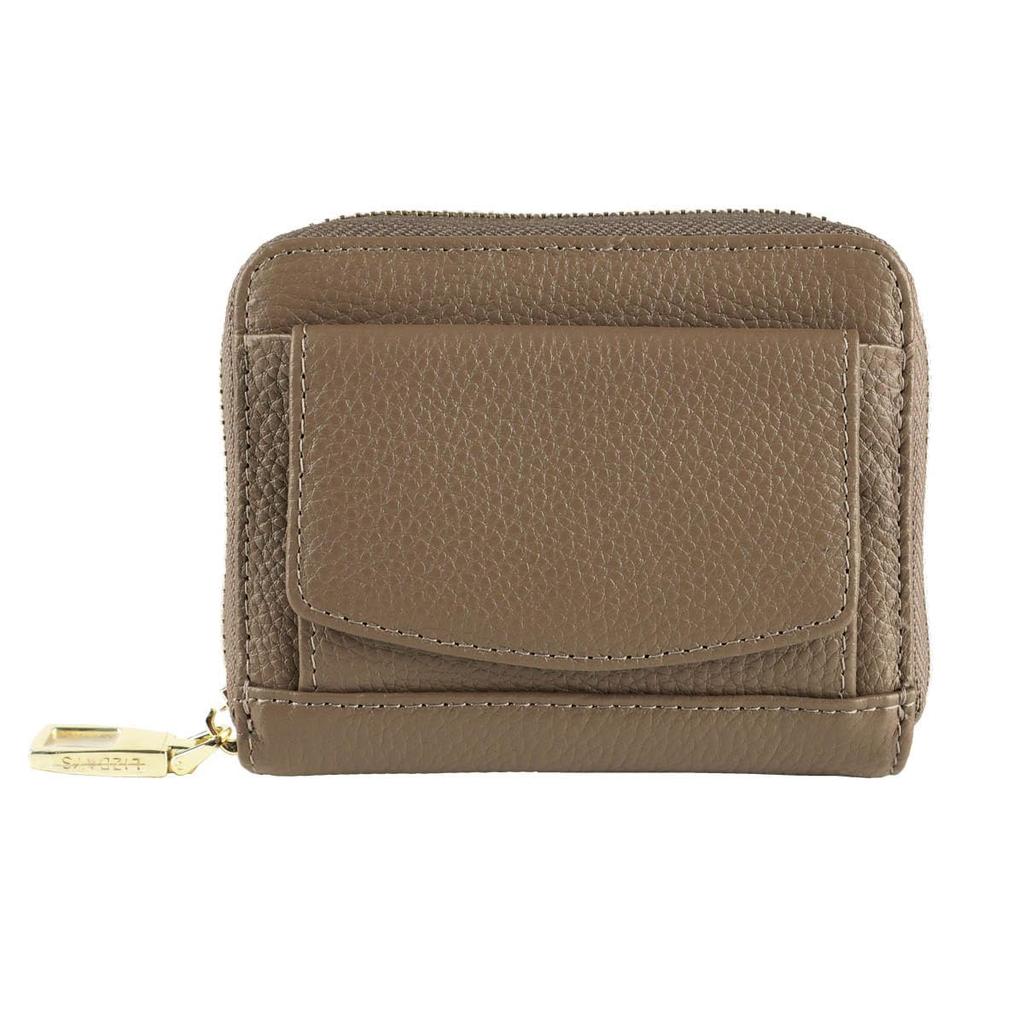 Lizdays Mini Wallet with Card Large Coin and Skimming Protection Gray Case, Bellows, Capacity, Purse, (Dark Beige)