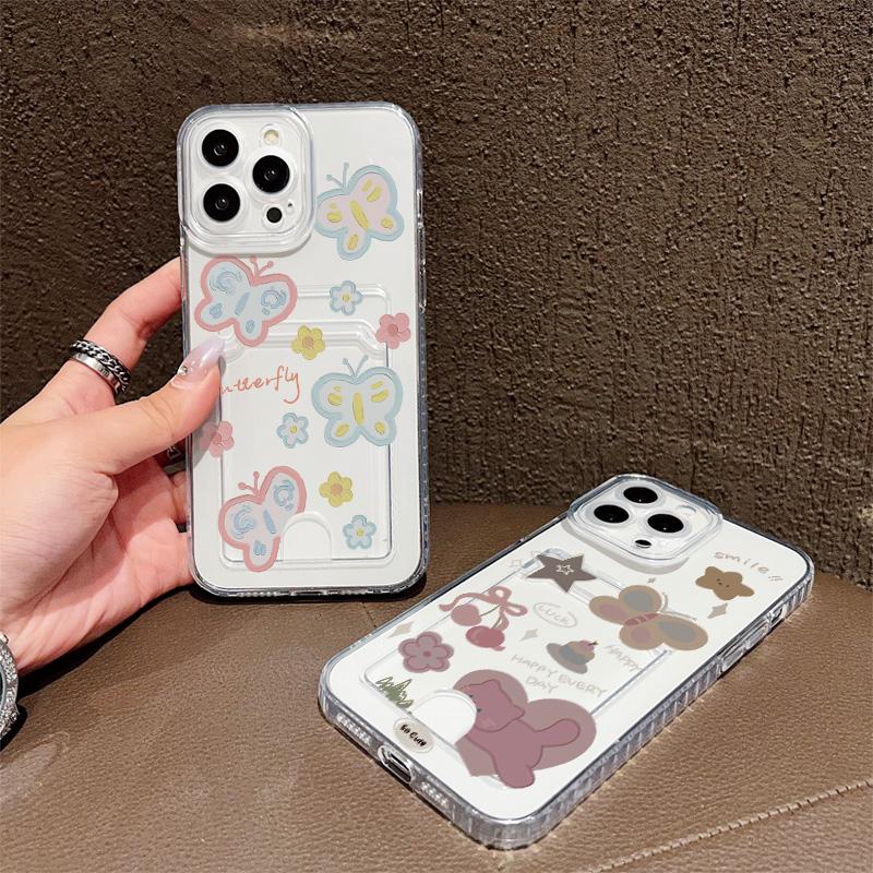 Силиконовый чехол-карман для карт для Xiaomi Redmi Note 11 12 13 14 iPhone 17 16 15 13 11 Samsung S25 S24 S23 S22 Обложка Прозрачный бампер для телефона
