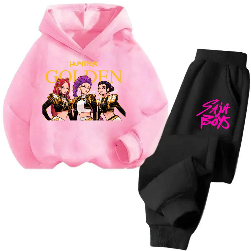 Fashion Cartoon Printed Children's Suit Casual Comfortable Sweatshirt Clothing Sets Girls