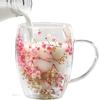 350ml Double Wall Glass Cup Gypsophila Flower Cup Creative Coffee Mug  Home&Office