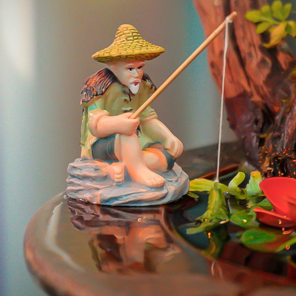 DIY Old Man Fishing Ornament Aquascape Decorative Fish Tank Decoration Rockery Landscape Ornaments