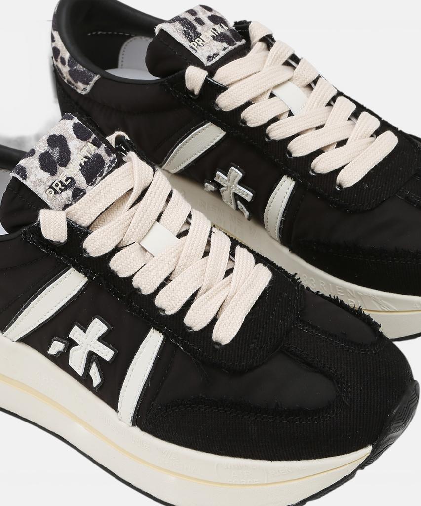 Premiata [26Ss][Bethcoin] Black Logo Patch Leather Women'S Sneakers