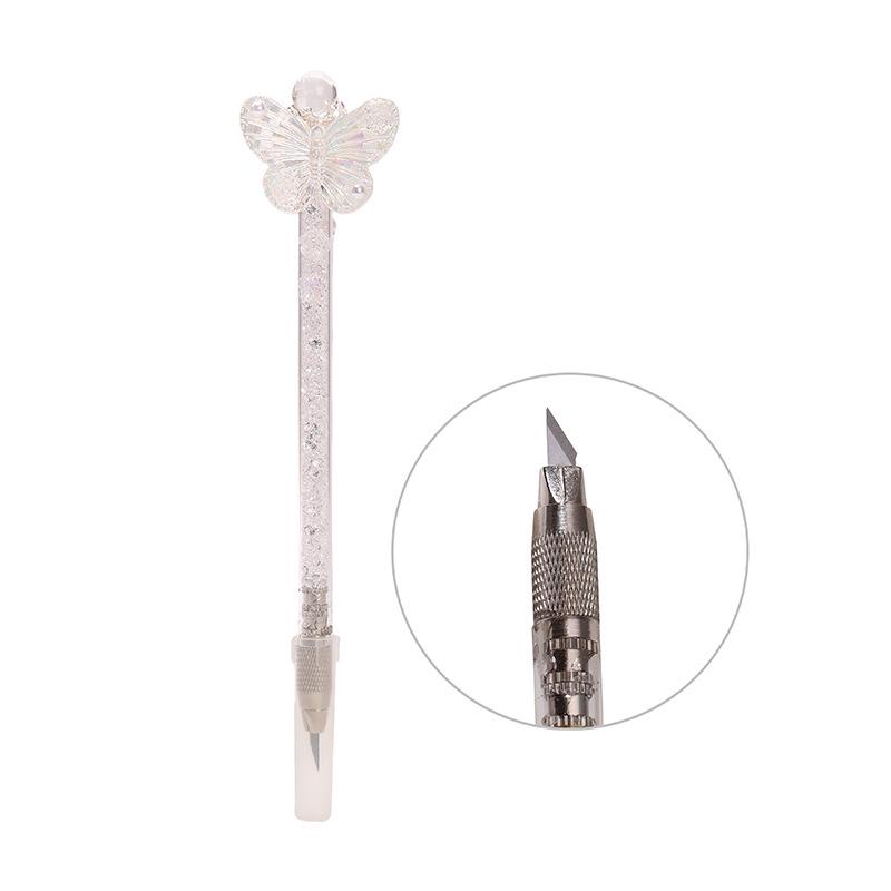 Exquisite Handmade Crushed Stone Butterfly Carving Pen Knife for Journals