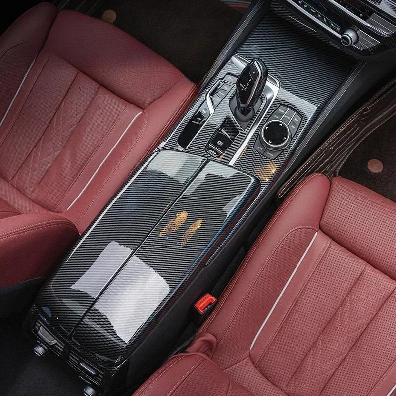 Для BMW 5 серии G30 G38 2018-2023 Панель накладки на центральную консоль и приборную панель из углеродного волокна Наклейки Декоративные Аксессуары для тюнинга интерьера