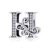 Bamoer Authentic 925 Sterling Silver Vintage Letter A To Z Zircon Bead Charms Fit Original Charm Bracelets DIY Jewelry