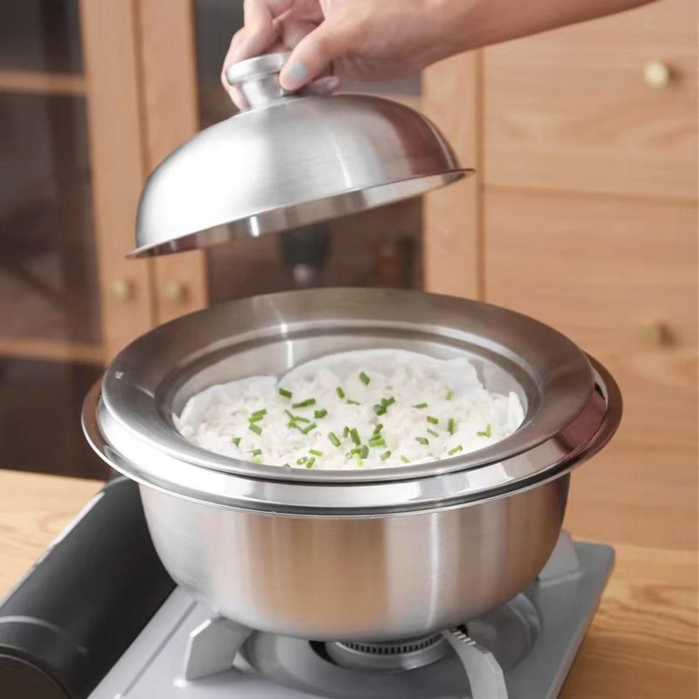 with Lid Food Steam Plate Portable Kitchen Steamer Holder Round Pot Insert Tray Home