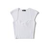 Za2025 Summer New Women clothes Solid Simple Elegant All-Match Heart-Shaped Collar Sleeveless Rib Simple T-shirt Top